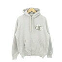 【中古】チャンピオン CHAMPION プルパーカー 長袖 ロゴ サガラ刺繍 裏起毛 XL グレー C3-L119 /AH10 ■GY18 メンズ 【ベクトル 古着】 250630