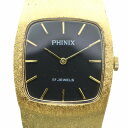 【中古】フィニックス PHINIX 腕時計 ウォッチ 手巻き 黒文字盤 17石 スクエア ゴールドカラー 金色 81-365 ■GY18 /MQ メンズ 【ベクトル 古着】 250630(2)