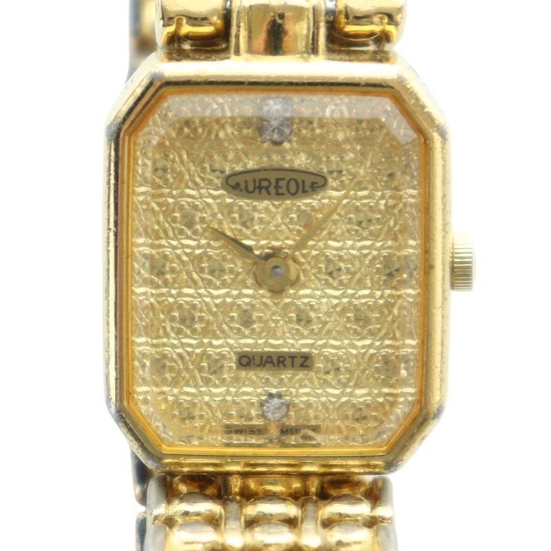 【中古】オレオール AUREOLE 腕時計 ウォッチ クォーツ スクエア ラインストーン ゴールド色 SW-325L ■GY18 /MQ レディース 【ベクトル 古着】 250805