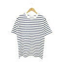 【中古】未使用品 ゴールドウイン GOLDWIN ホリゾンタル ストライプ Tシャツ カットソー ラウンドネック 半袖 ボーダー ロゴ刺繍 M 青 ブルー GL62123P /MN19 ■GY03 メンズ 【ベクトル 古着】 250702