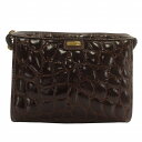 【中古】ジャンフランコフェレ GIANFRANCO FERRE クラッチバッグ セカンドバッグ シャイニークロコ レザー ロゴ ゴールド金具 茶色 ブラウン /...