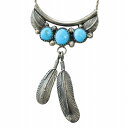【中古】ナバホ族 RF刻印 ペンダント ネックレス フェザー ターコイズ スターリングシルバー STERLING SILVER アクセサリー シルバー色 ■GY18 /MQ メンズ 【ベクトル 古着】 250703(4)