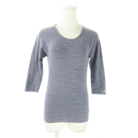 【中古】ハリウッドランチマーケット HOLLYWOOD RANCH MARKET カットソー ラウンドネック 七分袖 ストレッチ ラグラン ロゴ刺繍 2 M 紫 パープル /AO18 ■GY18 レディース 【ベクトル 古着】 250707