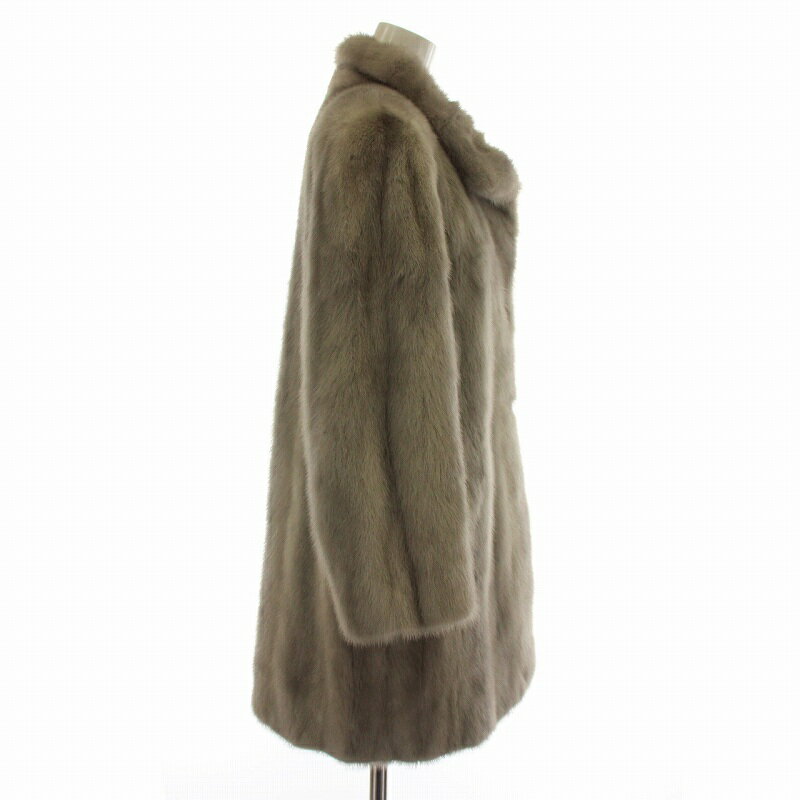 【中古】ノーブランド ファーコート アウター 毛皮 サファイアミンク ミドル 肩パッド F グレー /XZ ■GY13 レディース 【ベクトル 古着】 250628