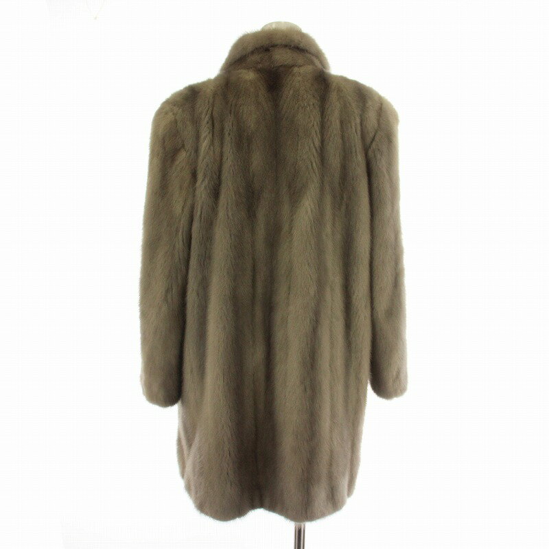 【中古】ノーブランド ファーコート アウター 毛皮 サファイアミンク ミドル 肩パッド F グレー /XZ ■GY13 レディース 【ベクトル 古着】 250628