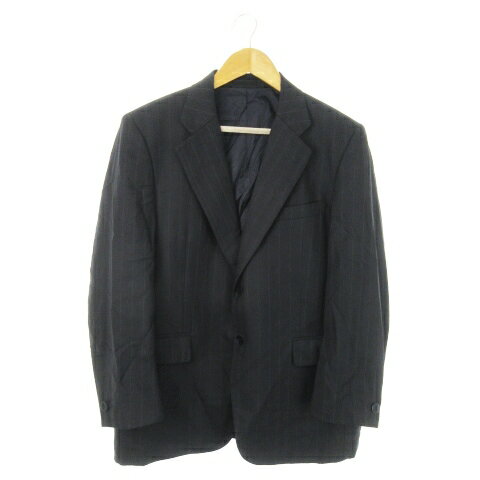 【中古】ヴァレンティノ ガラヴァーニ VALENTINO GARAVANI TISSUS シングルスーツ セットアップ 2点セット テーラードジャケット 背抜き パンツ スラックス ストライプ 紺 ネイビー /AO6 ■GY18 メンズ 【ベクトル 古着】 250709