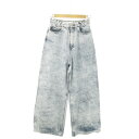 【中古】アメリ AMERI デニムパンツ ジーンズ ワイド ハイウエスト ケミカルウォッシュ 25 紺 ネイビー /AO20 ■GY03 レディース 【ベクトル 古着】 250709