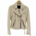 【中古】オールセインツ ALLSAINTS レザーバイカージャケット DAL BY LEATHER BIKER JACKET ライダースジャケット ダブル 切替 ラムレザー 皮革 総裏地 UK4 US0 EU32 ベージュ 白 ホワイト WLO18N /MP ■GY18 レディース 【ベクトル 古着】 250701|詳細画像
