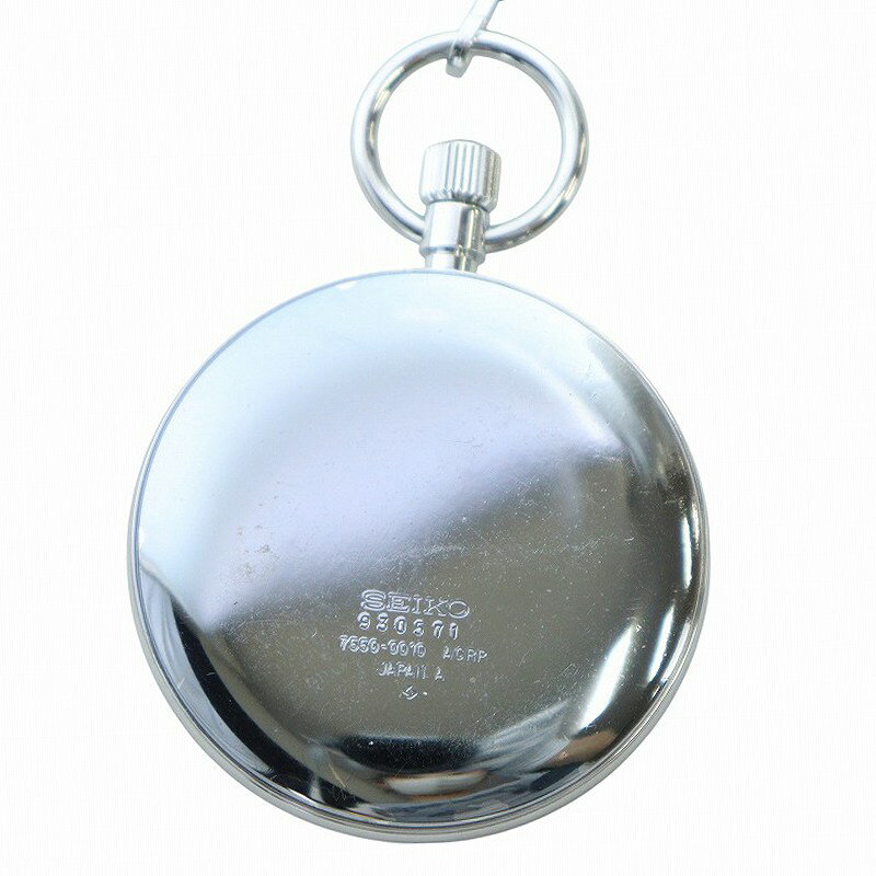 【中古】セイコー SEIKO 懐中時計 ウォッチ クォーツ 黒文字盤 ロゴ シルバー色 7550-0010 ■GY18 /MQ その他 【ベクトル 古着】 250710