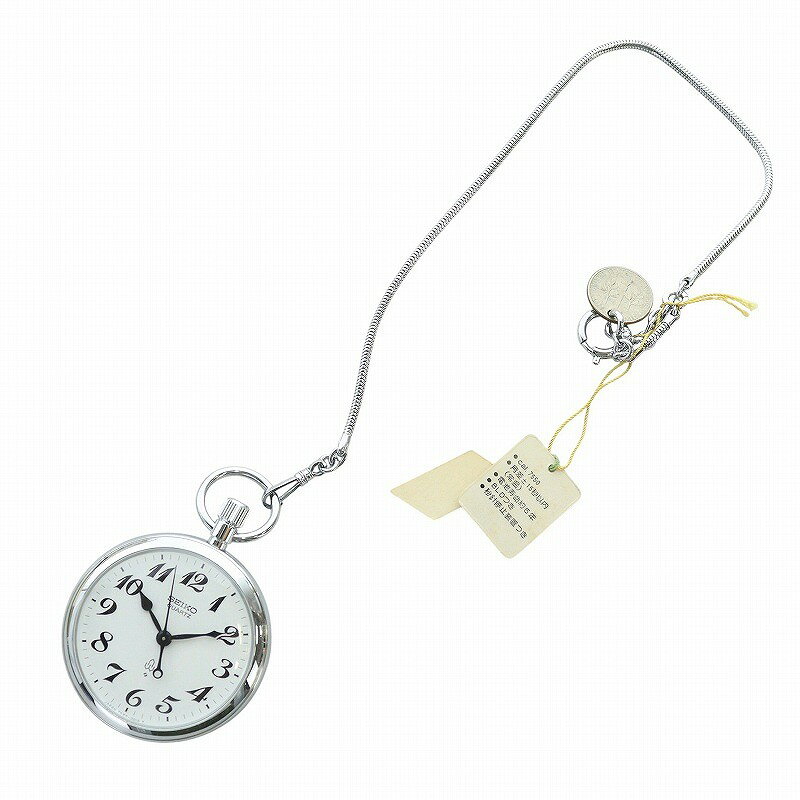 【中古】セイコー SEIKO 懐中時計 ウォッチ クォーツ 黒文字盤 ロゴ シルバー色 7550-0010 ■GY18 /MQ その他 【ベクトル 古着】 250710