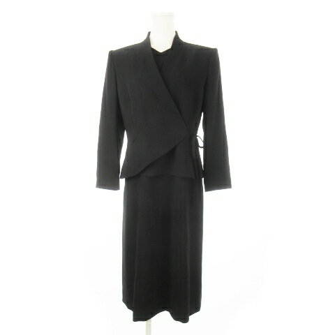 【中古】ジバンシィ GIVENCHY HI FORMAL ブラック フォーマル セットアップ スーツ 変形 ジャケット ワンピース リボン 10 M 黒 ブラッ...