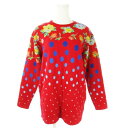 【中古】ケンゾー KENZO ニット セーター クルーネック 長袖 インターシャ 花柄 バラ ドット 総柄 2 M 赤 レッド /AO20 ■GY18 レディース 【ベクトル 古着】 250716|詳細画像