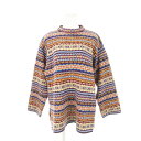 【中古】ケンゾー KENZO ニット セーター モックネック 長袖 ウール サイドスリット チロリアン ボーダー 総柄 2 赤 レッド /AH8 ■GY18 レ...