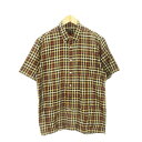 【中古】ダックス DAKS GOLF 半袖シャツ レギュラーカラー コットン チェック 総柄 L 茶 ブラウン /AH9 ■GY18 メンズ 【ベクトル 古着】 250715
