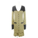 【中古】ソニアリキエル SONIA RYKIEL アンサンブル カーディガン ワンピース 2点セット Vネック 長袖 ミドル丈 ひざ丈 ノースリーブ ボーダー ...