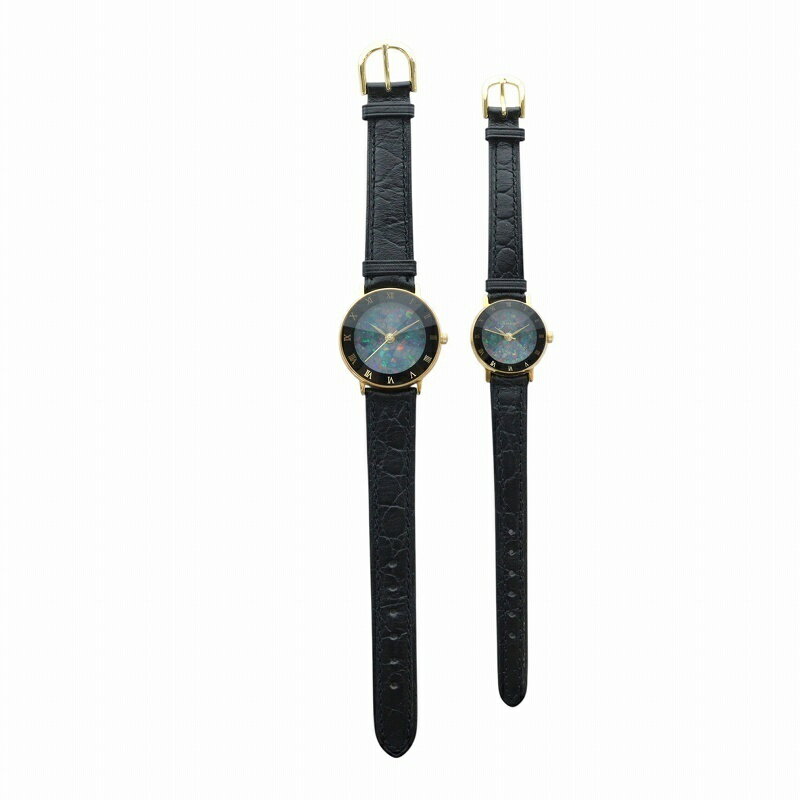 【中古】モンタージュ Montage 腕時計 ペアウォッチ ローマン レザーベルト モザイクオパール文字盤 ロゴ ゴールド色 ■GY18 /MQ メンズ レディース 【ベクトル 古着】 250805