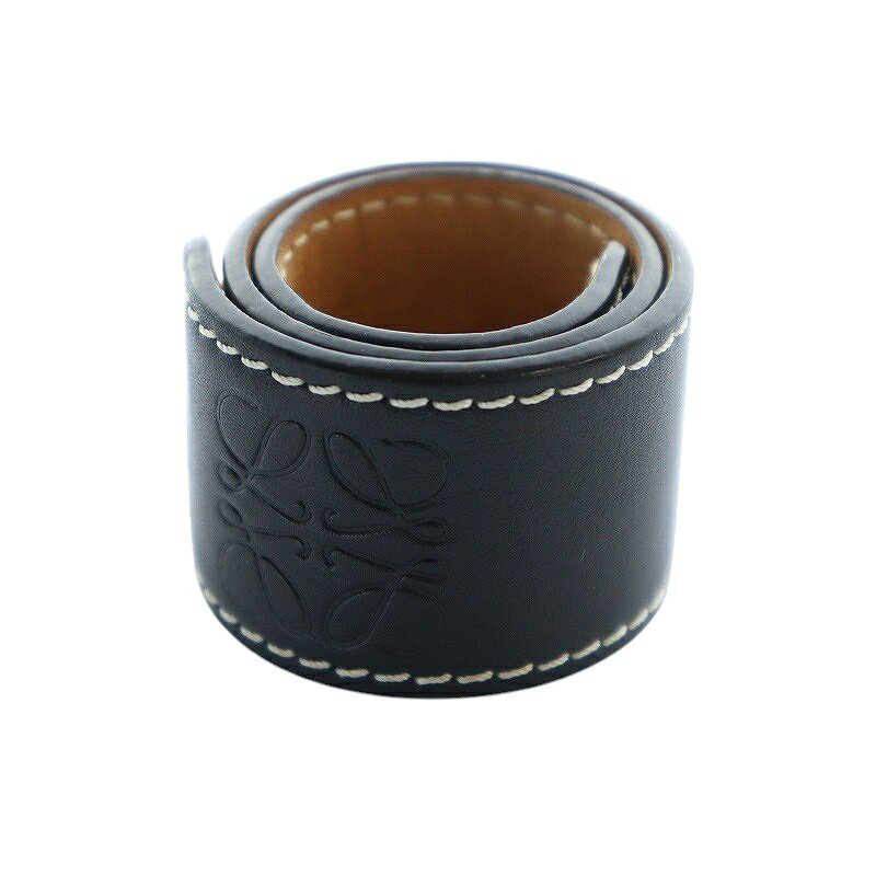 【中古】ロエベ LOEWE アナグラム スラップブレスレット ブレスレット アクセサリー バングル カーフレザー 型押しロゴ 黒 ブラック ■GY18 /MQ ■OH レディース 【ベクトル 古着】 250719