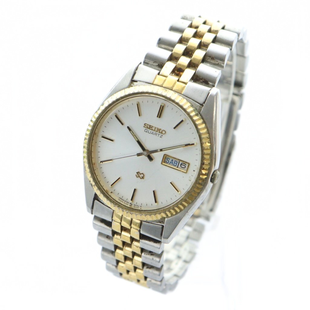 【中古】セイコー SEIKO SQ 5Y23-8A69 ジャンク品 腕時計 ウォッチ クォーツ デイデイト カレンダー 白文字盤 コンビカラー ゴールド色 シルバー色 ■GY11 /MQ メンズ 【ベクトル 古着】 250913