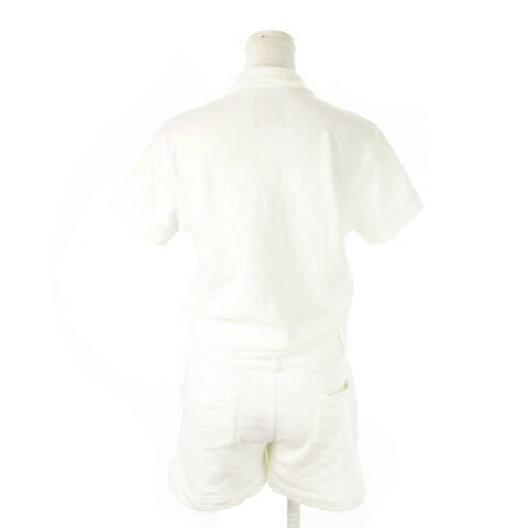 【中古】マーク＆ロナ MARK&LONA オールインワン コンビネゾン 半袖 ショート 鹿の子 切替 スウェット ロゴ刺繍 スカル ドクロ スポーツ ゴルフ M 白 ホワイト /CK27 ■GY18 レディース 【ベクトル 古着】 250806