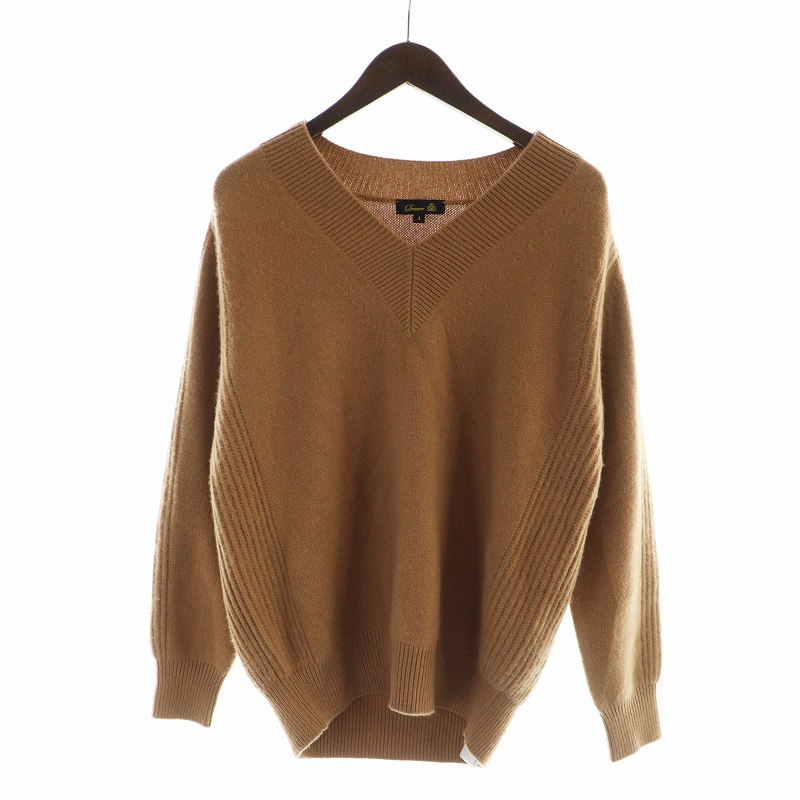 【中古】ドゥロワー Drawer カシミヤ 天竺 Vネック ニット プルオーバー セーター 薄手 長袖 1 S 茶 ブラウン ■GY03 /MQ メンズ 【ベクトル 古着】 250806