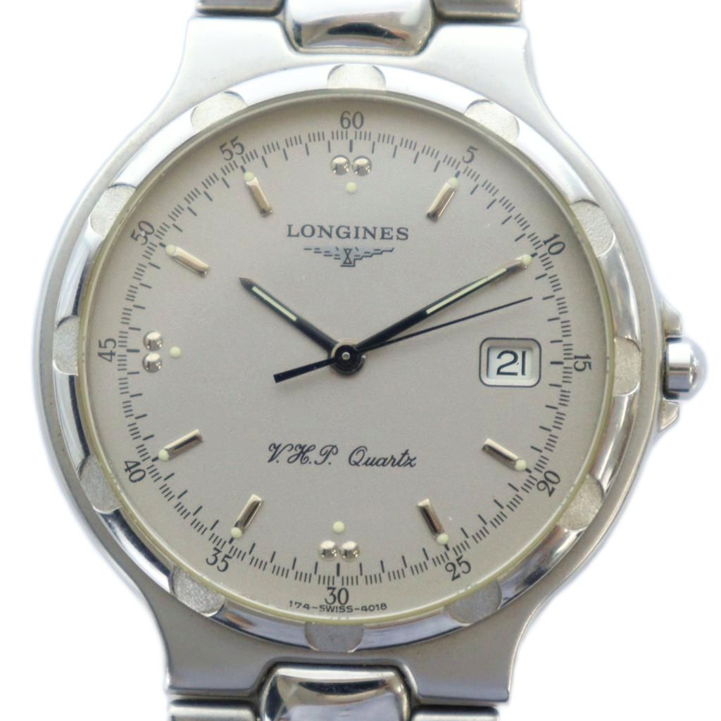 【中古】ロンジン LONGINES Conquest V.H.P 174 SWISS 4018 コンクエスト 腕時計 ウォッチ クォーツ デイト カレンダー付き シルバー色 ■GY18 /MQ メンズ 【ベクトル 古着】 250822