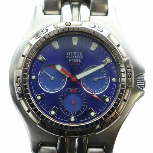 【中古】ゲス GUESS 腕時計 ウォッチ クォーツ クロノグラフ ロゴ 青文字盤 シルバー色 ■GY11 /MQ メンズ 【ベクトル 古着】 250907 【中古】ゲス GUESS 腕時計 ウォッチ クォーツ クロノグラフ ロゴ 青文字盤 シルバー色 ■GY11 /MQ メンズ 【ベクトル 古着】 250907