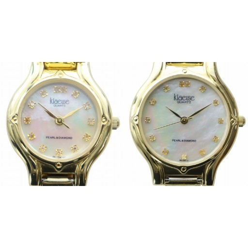 【中古】クロイゼ klaeuse 腕時計 ペアウォッチ クォーツ シェル文字盤 ゴールド色 SK-153-LI SK-154-LI ■GY18 /MQ メンズ ...