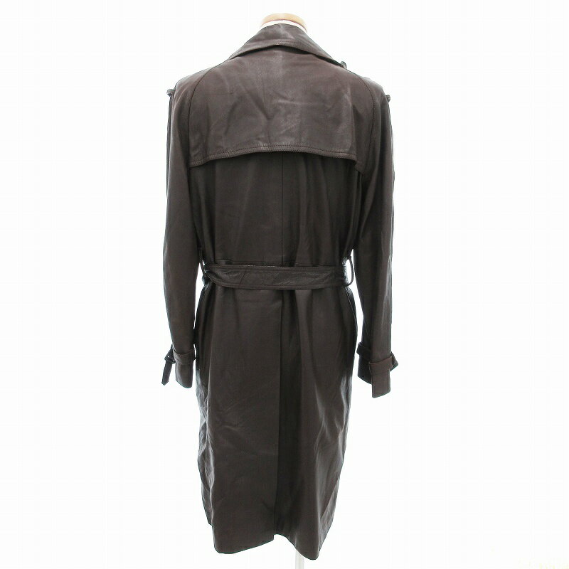 【中古】AUGSTUS CAESAR トレンチコート ロング レザー 革 茶 ブラウン /JS ■GY18 メンズ 【ベクトル 古着】 250811