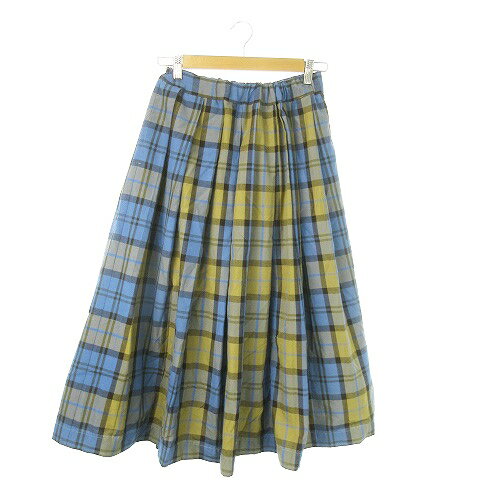 【中古】アーバンリサーチ サニーレーベル URBAN RESEARCH Sonny Label ギャザースカート タック フレア ロング チェック 総柄 F 青 ブルー /AO23 レディース 【ベクトル 古着】 250826