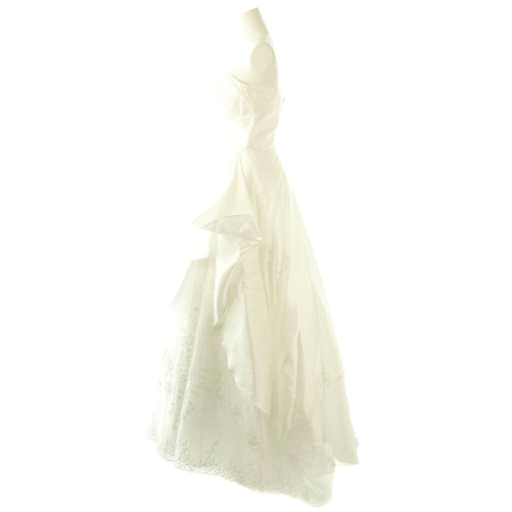 【中古】クラウディア ウェディングドレス プリンセスライン 刺繍 サテン フリル 9T オフホワイト /NR ■GY17 レディース 【ベクトル 古着】 250827