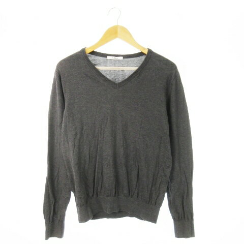 【中古】スローン SLOANE 30G 天竺 コットン スーパーハイゲージ Vネック ニット セーター 長袖 コットン 薄手 3 L グレー /CK4 メンズ 【ベクトル 古着】 250826