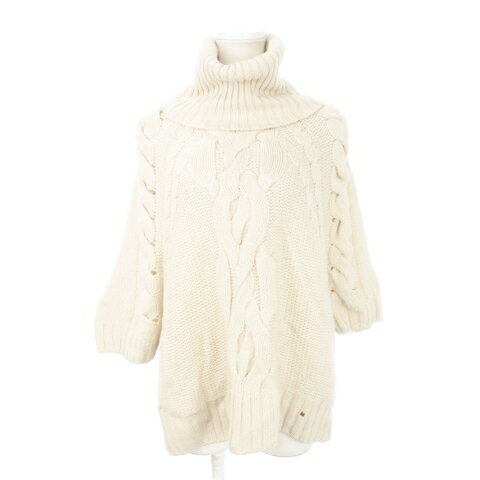 【中古】ミュベール muveil ニット セーター オフタートル 七分袖 ドルマン ウール ケーブル編み F ベ..