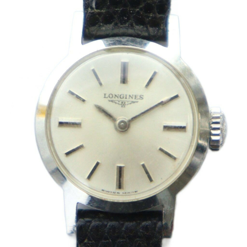 【中古】ロンジン LONGINES 腕時計 ヴィンテージ アンティーク ウォッチ 手巻き レザーベルト シルバー色 ■GY17 /MQ レディース 【ベクトル 古着】 250917