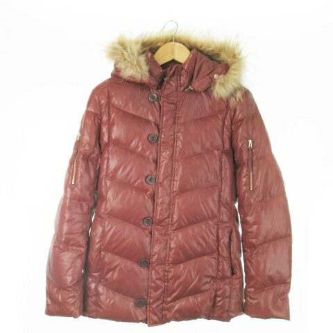 【中古】ムッシュニコル monsieur NICOLE ダウンジャケット フーディ ジップアップ ラクーンファー 毛..