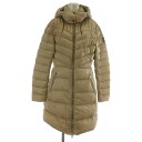 【中古】マッカージュ MACKAGE ダウンコート アウター ナイロン ミドル フード ジップアップ ロゴ M ベージュ /XZ ■GY19 レディース 【ベクトル 古着】 250827
