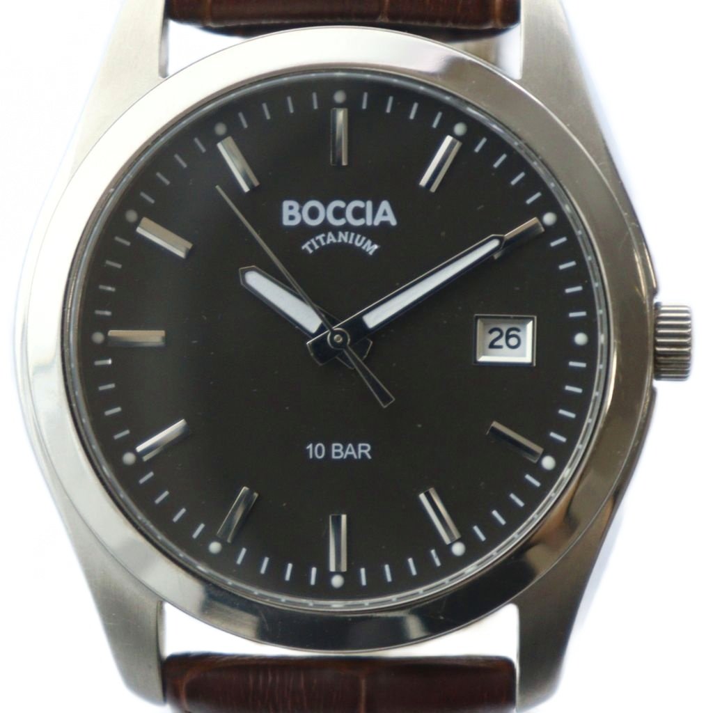 【中古】ボッチア チタニウム BOCCIA TITANIUM 腕時計 ウォッチ クォーツ チタン デイト カレンダー付き 黒文字盤 シルバー色 3548-02 ■GY11 /MQ メンズ 【ベクトル 古着】 250927