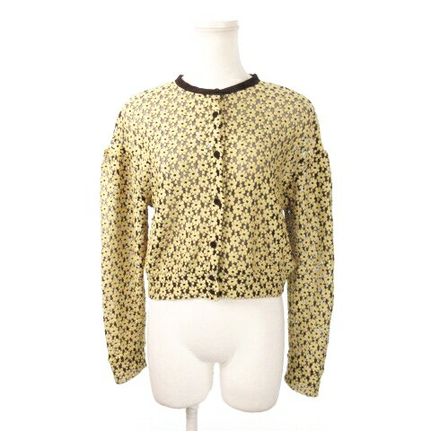 【中古】クラネ CLANE 3Dフラワーレースカーディガン クルーネック 長袖 パフスリーブ ドロップショルダー 1 S ベージュ 12122-4002 /MN7 ■GY18 レディース 【ベクトル 古着】 250917