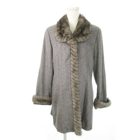 【中古】S&I ステンカラーコート カシミヤ 比翼 ミンクファー 毛皮 M グレー /MN4 ■GY18 レディース 【ベクトル 古着】 250917(4)