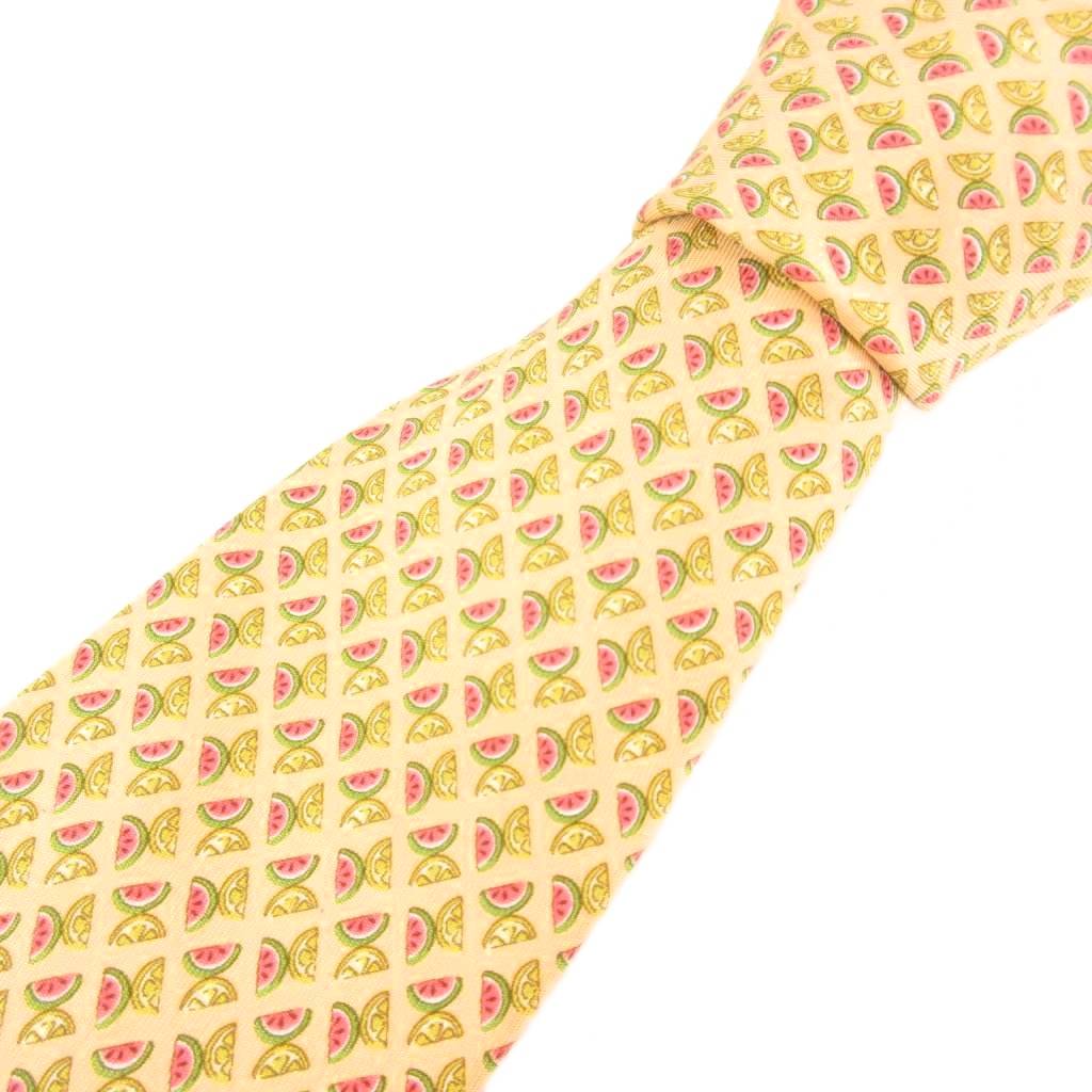 【中古】サルヴァトーレフェラガモ Salvatore Ferragamo 美品 ネクタイ レギュラータイ ロゴ スイカ柄 ..