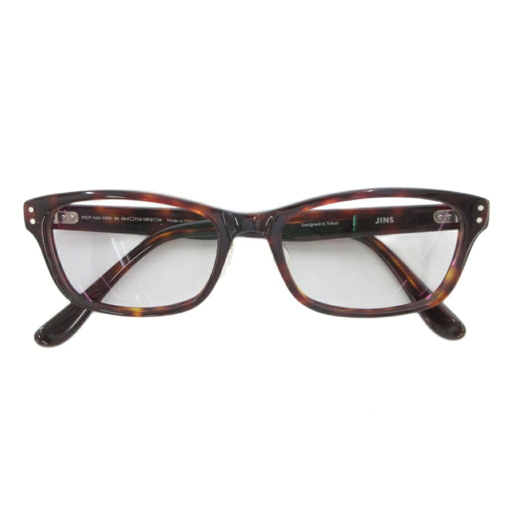 【中古】ジンズ J!NS 眼鏡 メガネ 度なし フルリム ス