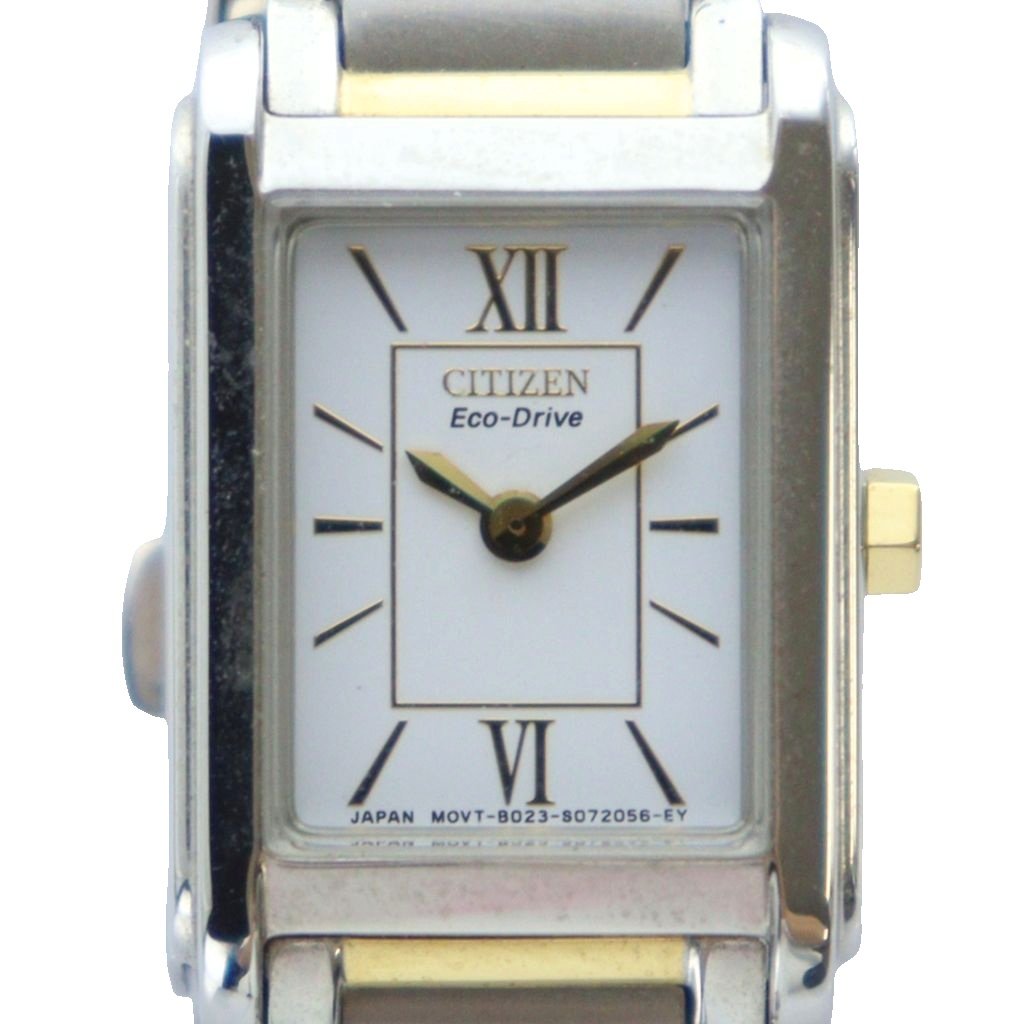 【中古】シチズン CITIZEN 腕時計 ウォッチ エコドライブ ロゴ スクエア 白文字盤 シルバー色 MOVT-B023-S072056-EY ■GY18 /MQ レディース 【ベクトル 古着】 250920