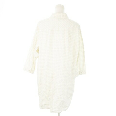 【中古】未使用品 シンプルライフ SIMPLE LIFE シャツワンピース チュニック ミニ 七分袖 ハーフボタン 総柄 大きいサイズ 15 白 ホワイト /AO25 レディース 【ベクトル 古着】 251002