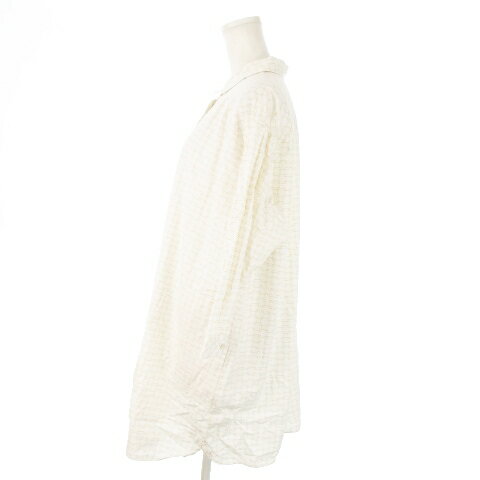 【中古】未使用品 シンプルライフ SIMPLE LIFE シャツワンピース チュニック ミニ 七分袖 ハーフボタン 総柄 大きいサイズ 15 白 ホワイト /AO25 レディース 【ベクトル 古着】 251002