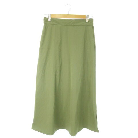 【中古】ルクスルフト Luxluft ロングスカート フレア ナイロン ストレッチ 38 M 緑 カーキ /AO26 レディース 【ベクトル 古着】 251006(4)