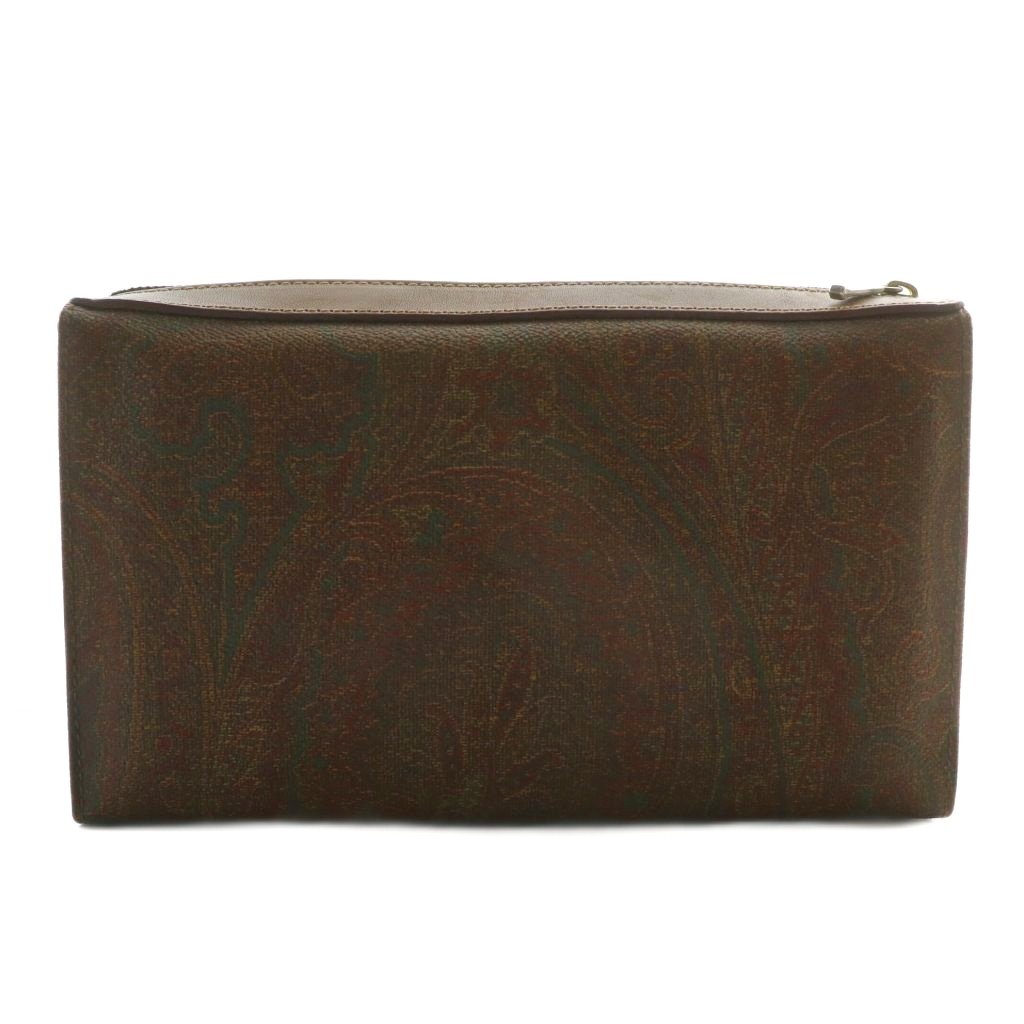 【中古】エトロ ETRO セカンドバッグ クラッチバッグ ポーチ PVC レザー ペイズリー柄 総柄 茶色 ブラウン 赤 レッド /XZ ■GY11 レディース 【ベクトル 古着】 250929(4)