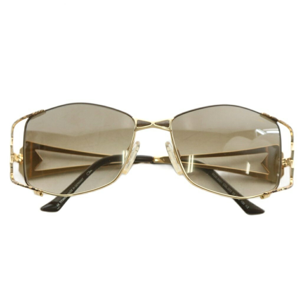 【中古】カザール CAZAL 眼鏡 サングラス チタンフレーム グラデーション ヒョウ柄 レオパード ロゴ 55□16-130 茶色 ブラウン ゴールド色 9061 /XZ ■GY11 メンズ レディース 【ベクトル 古着】 250920