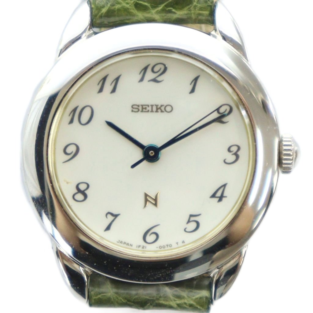 【中古】セイコー SEIKO 1F21-0050 腕時計 ウォッチ クォーツ 白文字盤 ロゴ レザーベルト シルバー色 ■GY18 /MQ レディース 【ベクトル 古着】 251020