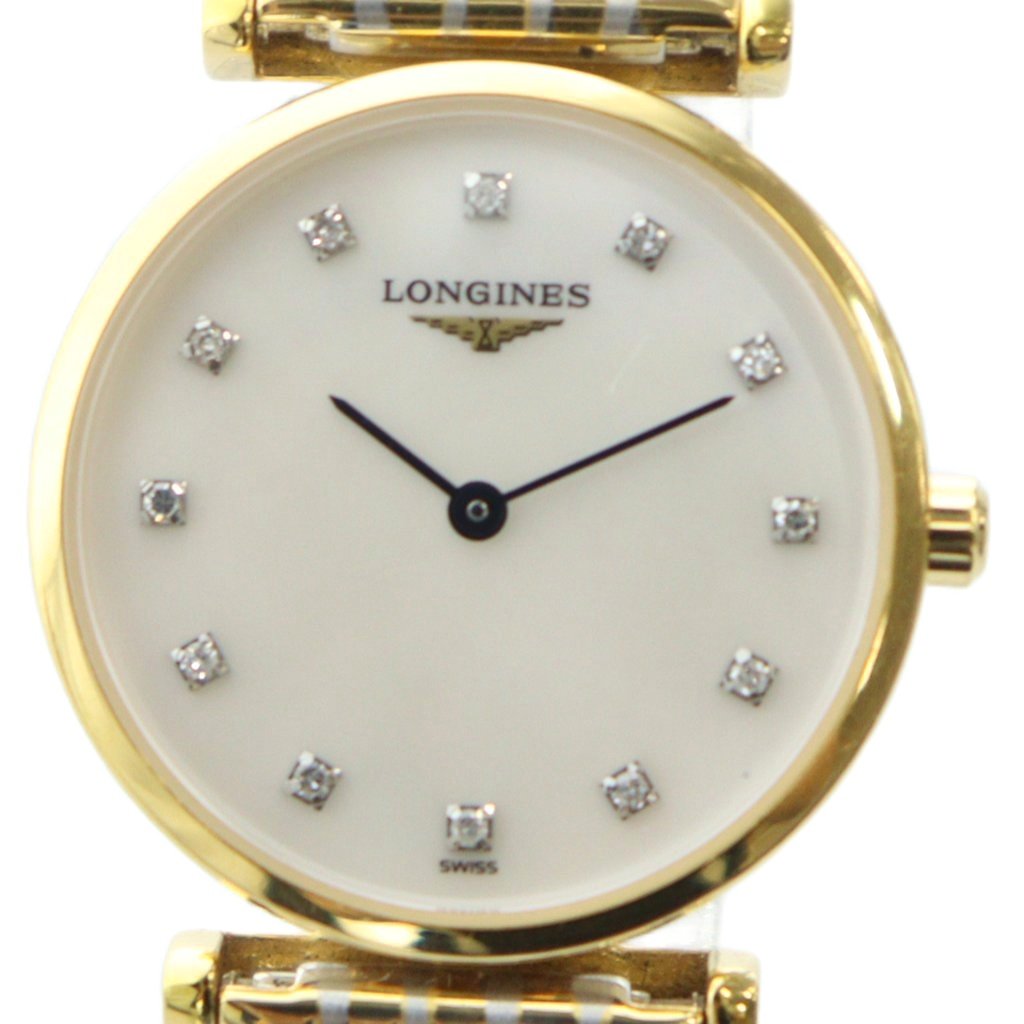 【中古】ロンジン LONGINES L4.209.2 グランドクラシック 腕時計 ウォッチ 12P ダイヤ クォーツ シェル文字盤 ゴールドカラー 金色 ■GY18 /MQ レディース 【ベクトル 古着】 251101