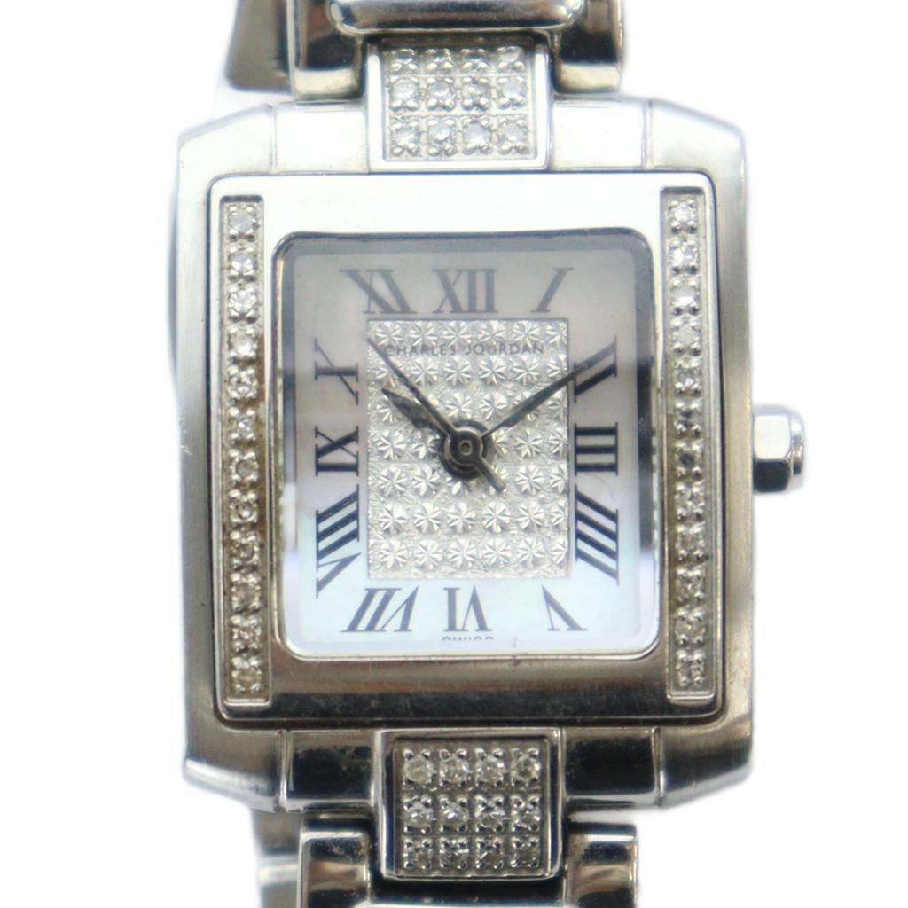 【中古】シャルルジョルダン CHARLES JOURDAN Piazza 91.22 腕時計 ウォッチ クォーツ ローマン スクエア ラインストーン シルバー色 ■GY18 /MQ レディース 【ベクトル 古着】 251024