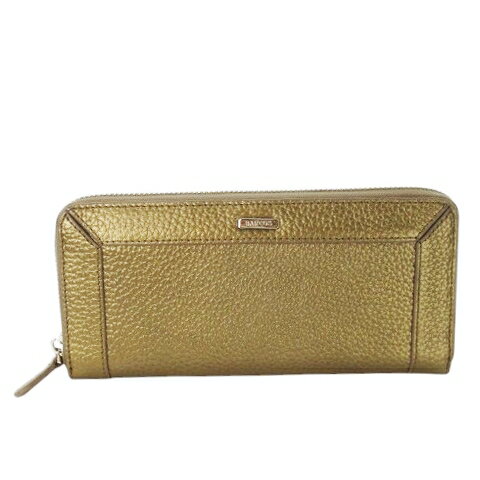 【中古】未使用品 バルコス BARCOS 長財布 ロングウォレット 小銭入れあり ラウンド レザー 革 ロゴプレート メタリック ブロンズカラー /CK25 ■GY18 レディース 【ベクトル 古着】 251008(4)